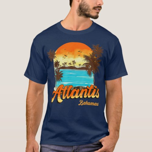 Atlantis Bahamas Beach Summer Vacation Palm Sunset T_Shirt