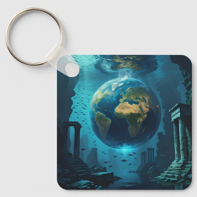 Atlantis Earth –  Underwater Ruins Keychain (Front)