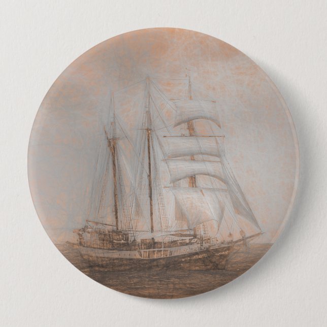 Atlantis Sailing Ship da Vinci Button (Front)