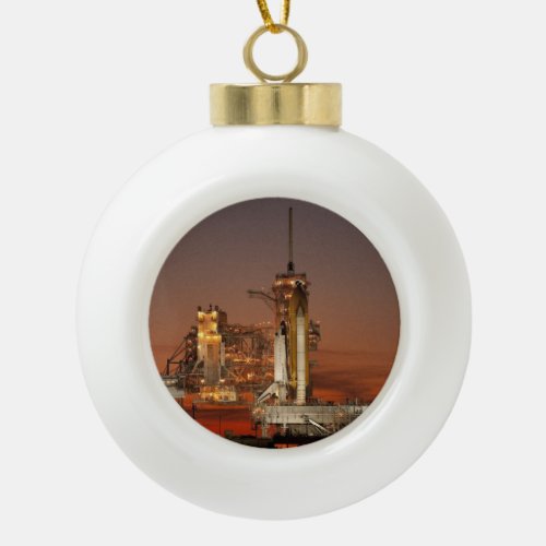 Atlantis Space Shuttle launch NASA Ceramic Ball Christmas Ornament