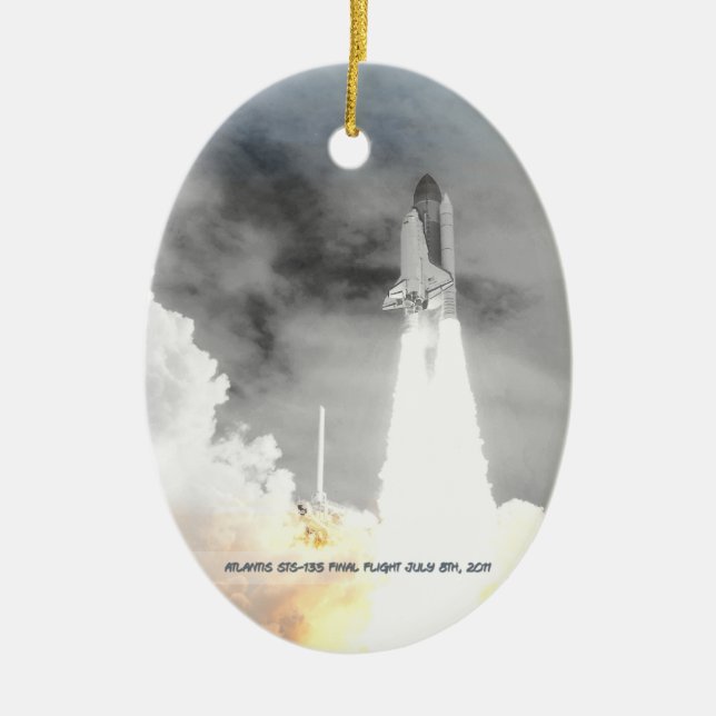 Atlantis Space Shuttle STS-135 Last Flight Ceramic Ornament (Front)