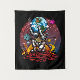 Atlas Astronaut Holding Earth Mars Galaxy Cosmic Tapestry