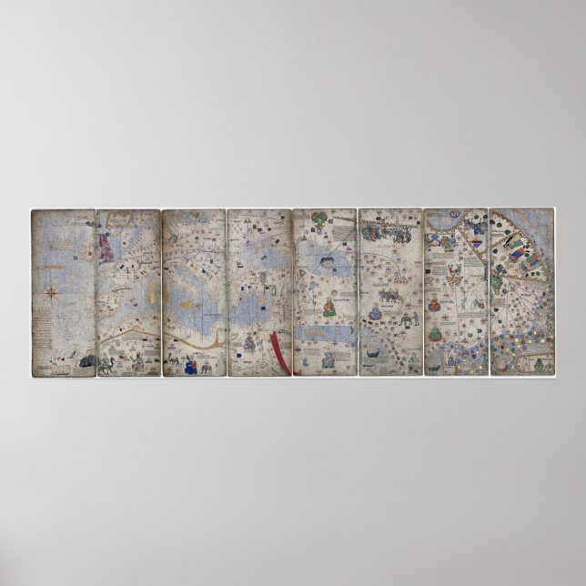 Atlas Catalan World Map 14th c. Abraham Cresques  Poster (Front)