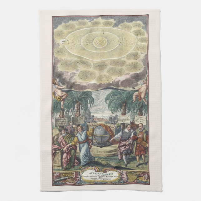 Atlas Coelestis by Doppelmaier, Vintage Astronomy Kitchen Towel (Vertical)