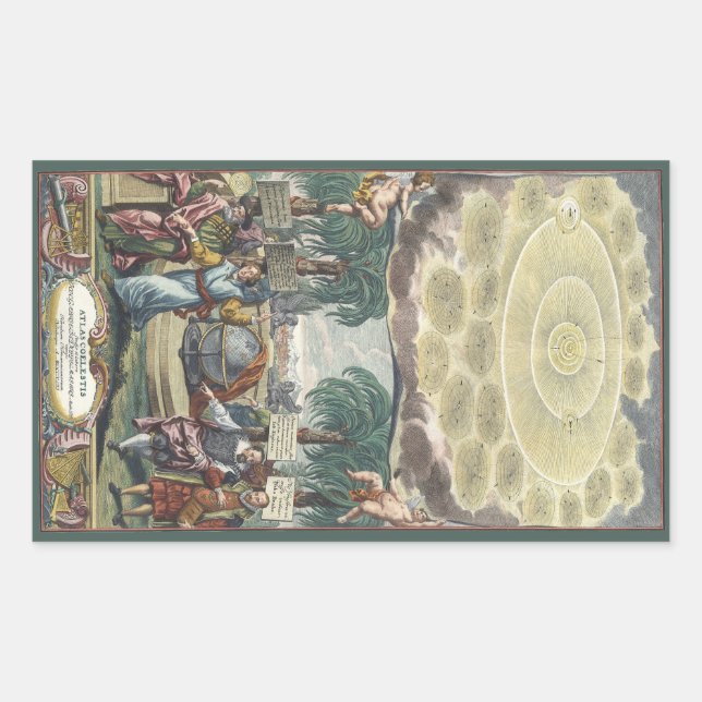 Atlas Coelestis by Doppelmaier, Vintage Astronomy Rectangular Sticker (Front)