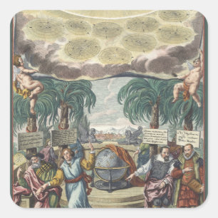 Atlas Coelestis by Doppelmaier, Vintage Astronomy Square Sticker