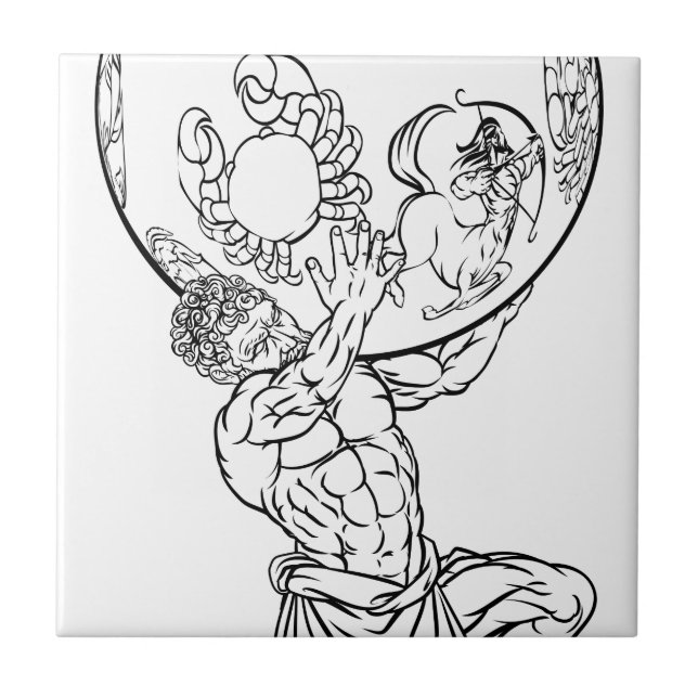 Atlas Greek Mythology Illustration Ceramic Tile (Front)