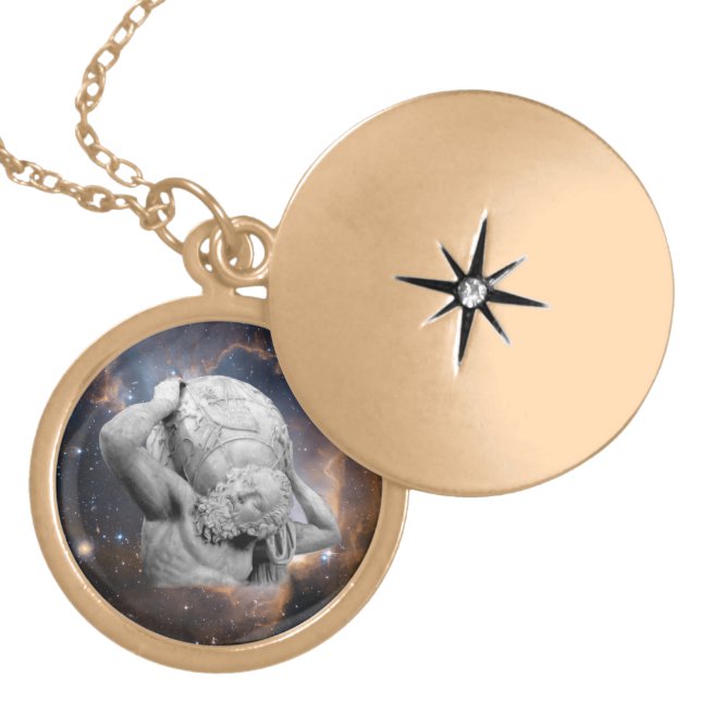 Atlas Holding Up the Heavens Locket Necklace (Front)