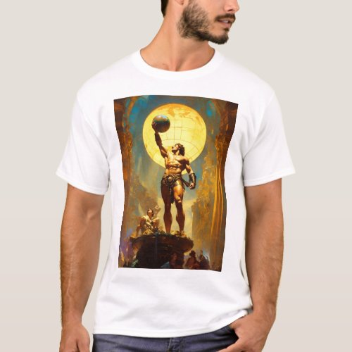 Atlas holding up the world painting by gaston bus T_Shirt