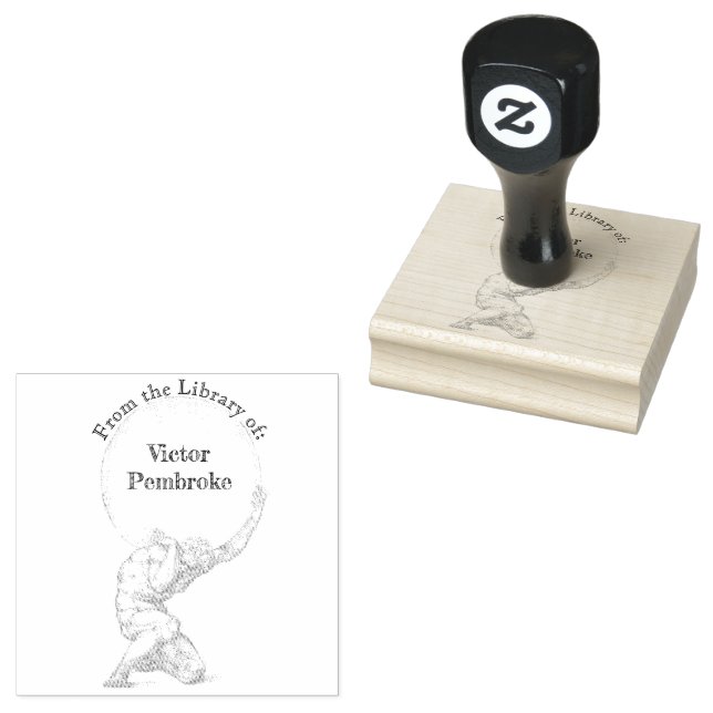 Atlas Man Sketch Vintage Illustration Rubber Stamp (Stamped)