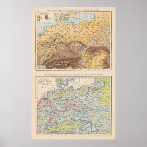 Atlas map of Central Europe Poster