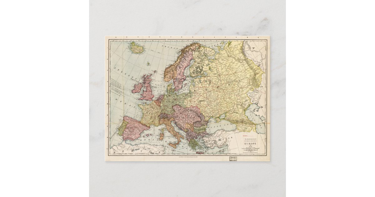 Atlas Map of Europe (1912) Postcard | Zazzle