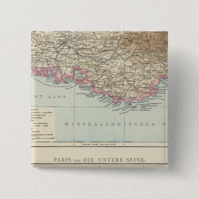 Atlas Map of France Button (Front)