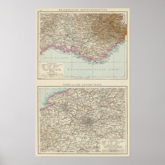 Atlas Map of France Poster (Front)