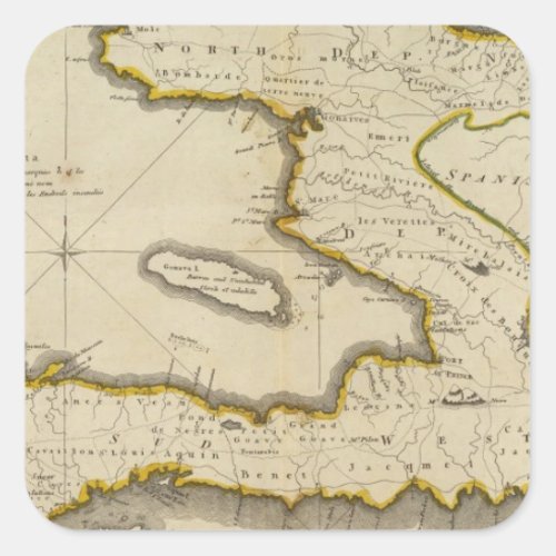 Atlas Map of Haiti Square Sticker