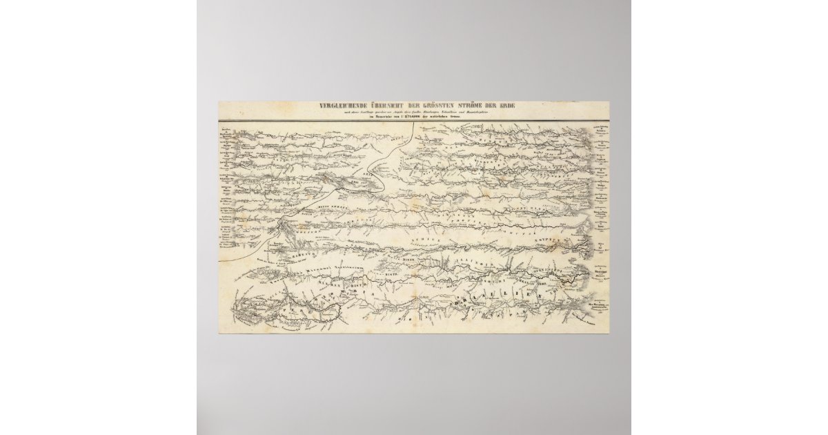Atlas Map of Rivers Poster | Zazzle