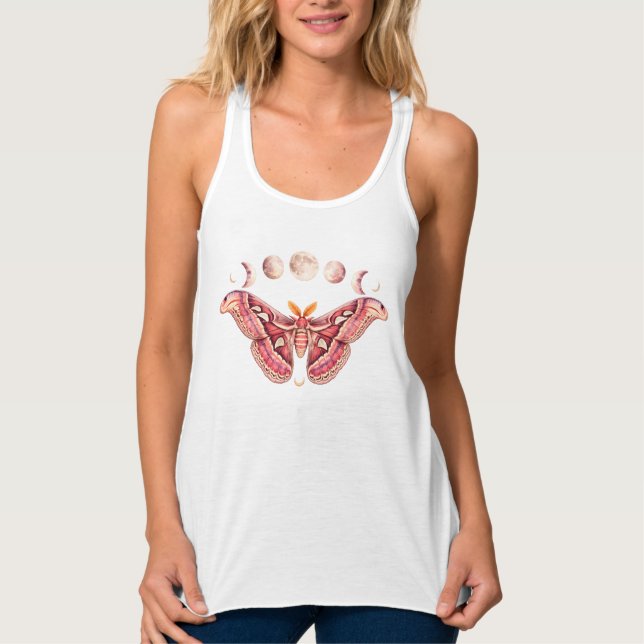 Atlas Moth Celestial Moon Phase | Boho Lunar Art Tank Top (Front)