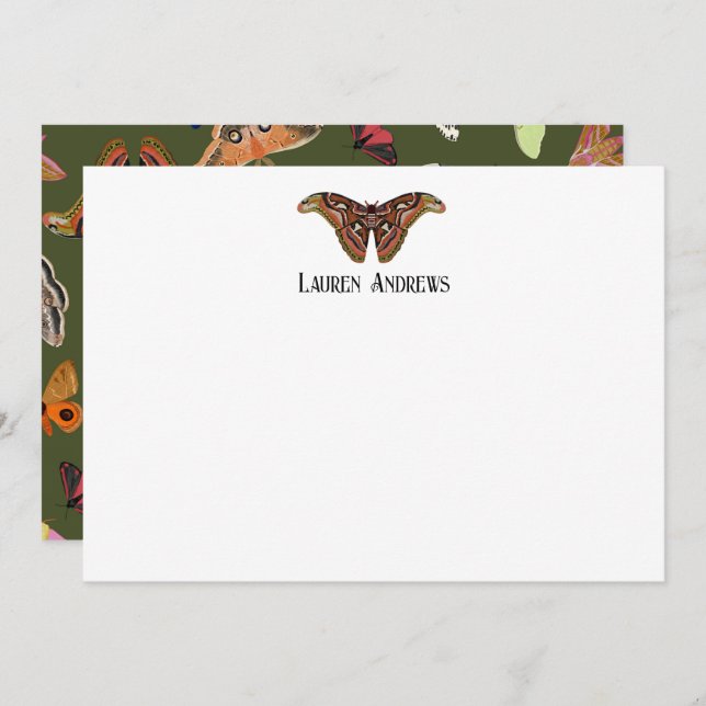 Atlas Moth Personalized Stationery Note Card (Front/Back)
