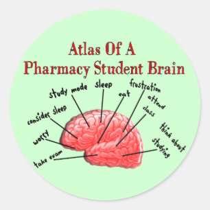 Atlas of a Pharmacy Student Brain Classic Round Sticker