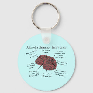 Atlas of a Pharmacy Tech's Brain Keychain