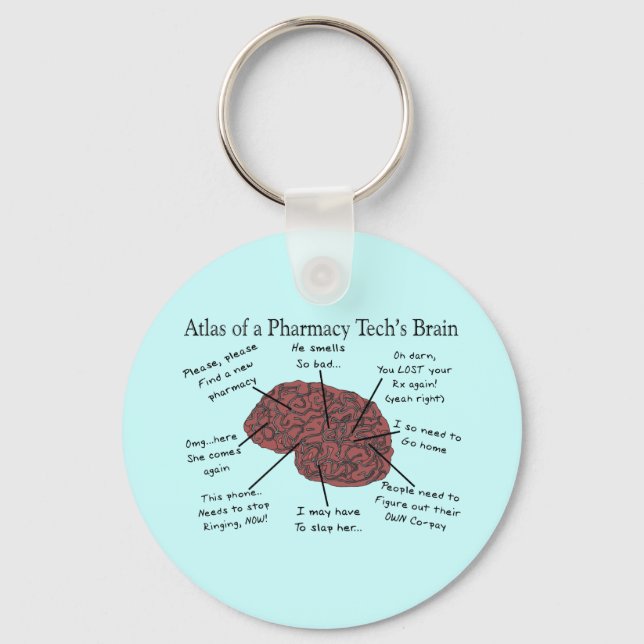 Atlas of a Pharmacy Tech's Brain Keychain (Front)