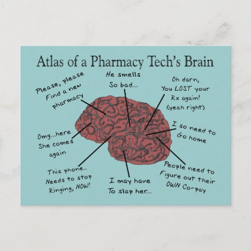Atlas of a Pharmacy Techs Brain Postcard