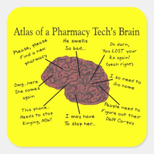 Atlas of a Pharmacy Techs Brain Square Sticker