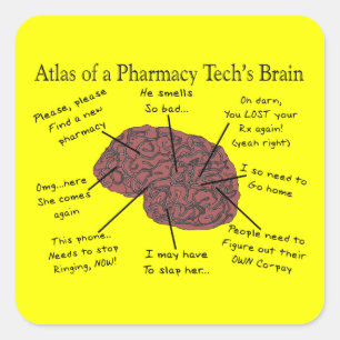 Atlas of a Pharmacy Tech's Brain Square Sticker