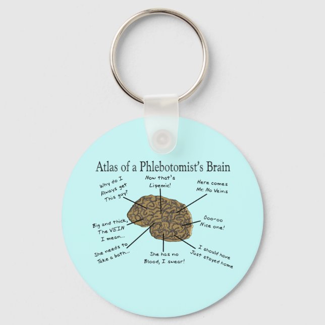 Atlas of a Phlebotomist's Brain Keychain (Front)