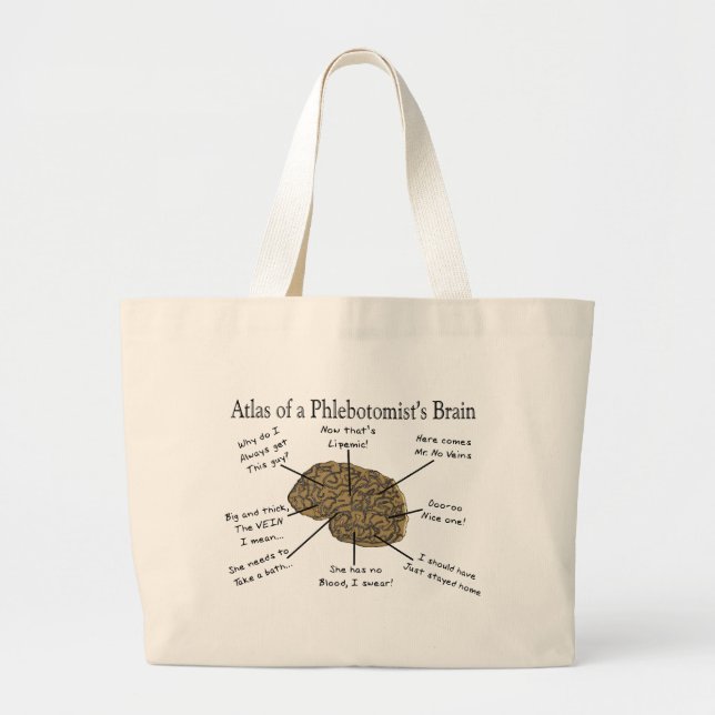 Atlas of a Phlebotomist's Brain Large Tote Bag (Front)