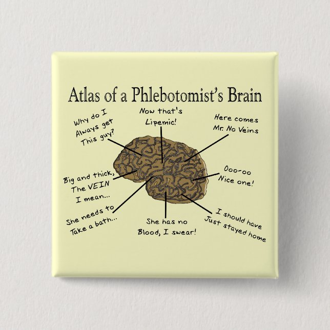 Atlas of a Phlebotomist's Brain Pinback Button (Front)