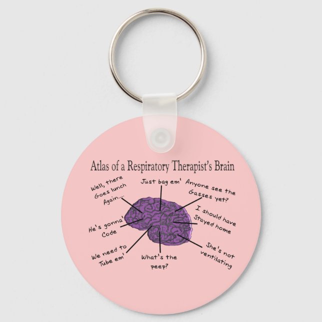 Atlas of a Respiratory Therapist's Brain Keychain (Front)