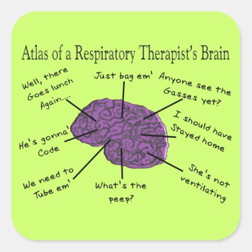 Atlas of a Respiratory Therapists Brain Square Sticker