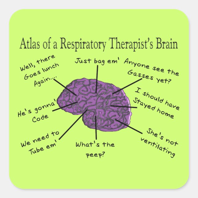 Atlas of a Respiratory Therapist's Brain Square Sticker (Front)