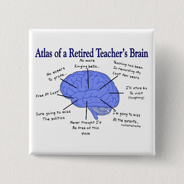 Atlas of a Retired Teacher's Brain Button (Front)