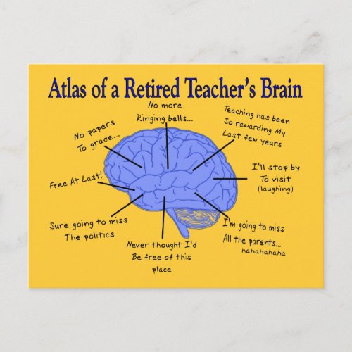 Atlas of a Retired Teachers Brain Postcard