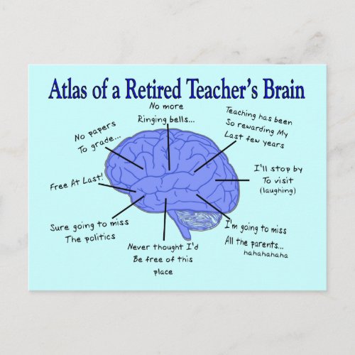 Atlas of a Retired Teachers Brain Postcard