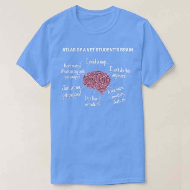 Atlas of a Vet student brain funny Veterinary stud T-Shirt (Design Front)