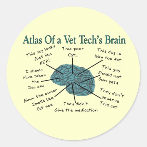 Atlas of a Vet Techs Brain Classic Round Sticker