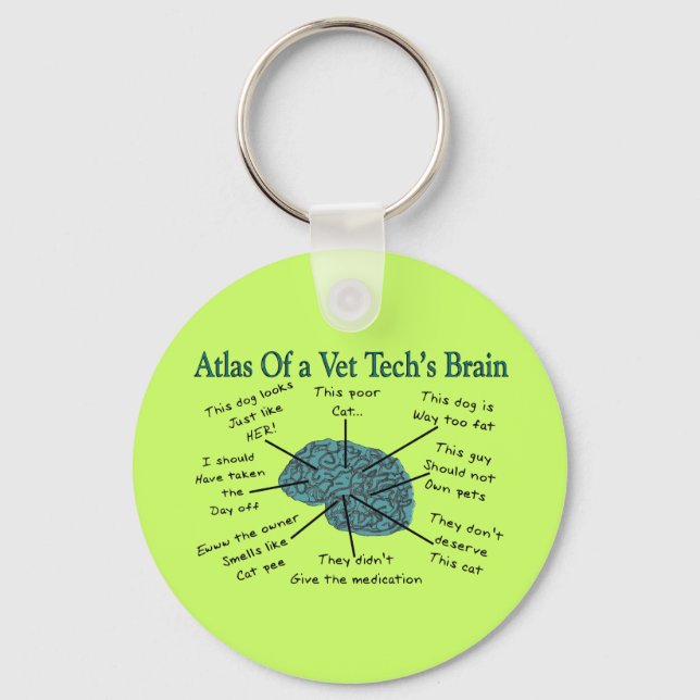 Atlas of a Vet Tech's Brain Keychain (Front)