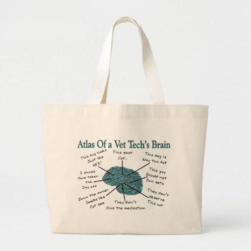 Atlas of a Vet Techs Brain Large Tote Bag