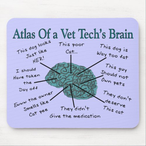 Atlas of a Vet Techs Brain Mouse Pad