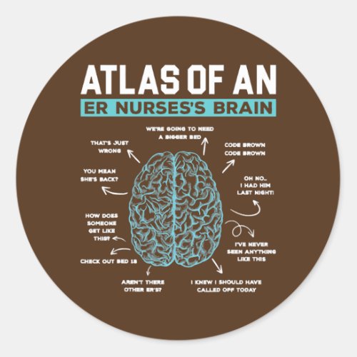 Atlas Of An ER Nurses Brain Emergency Room Nurse Classic Round Sticker