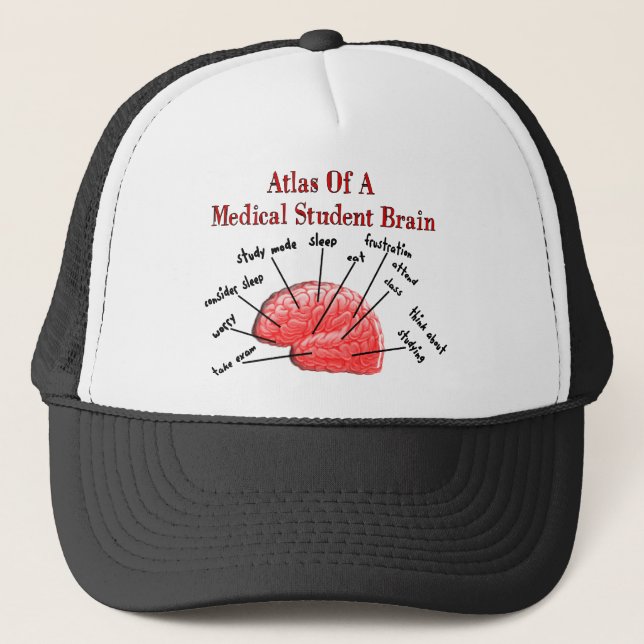 Atlas of Medical Student Brain Trucker Hat (Front)