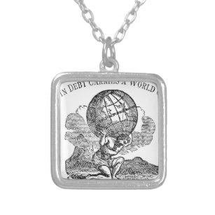 Atlas Shrugged / Debt Quote Silver Plated Necklace