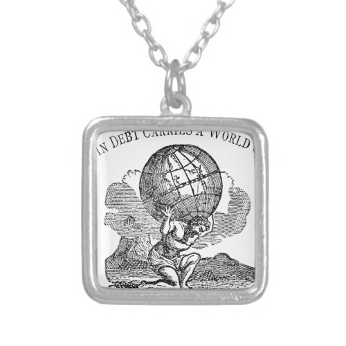 Atlas Shrugged  Debt Quote Silver Plated Necklace