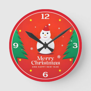 Atlas Space Christmas Retro Humor 2025 Round Clock