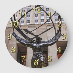 Atlas Statue, Rockefeller Center, NYC Large Clock