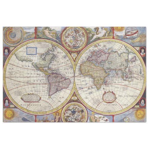 Atlas World Map Vintage 20x30 Decoupage Tissue Paper