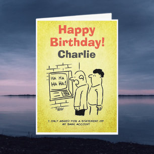 ATM Cash Machine Laughs at Customer. Banking Theme Card